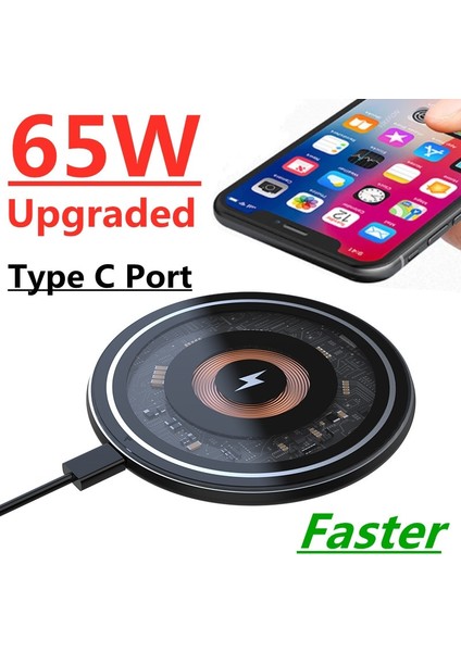 Sadece Pad 65W Kablosuz Şarj Pad Standı iPhone 14 13 12 x Pro Max Samsung Xiaomi Huawei Telefonları Şarj Cihazları Hızlı Şarj Istasyonu Istasyonu (Yurt Dışından) modelleri