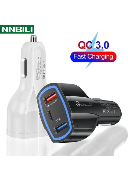 Beyaz 30W Pd USB C Araç Şarj Cihazı Hızlı Şarj 4.0 3.0 Qc4.0 Qc3.0 Telefon Şarj Cihazı Tip C iPhone 13 Xiaomi Huawei Samsung Için Hızlı Şarj (Yurt Dışından) fiyatları