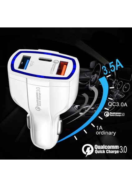 Beyaz 30W Pd USB C Araç Şarj Cihazı Hızlı Şarj 4.0 3.0 Qc4.0 Qc3.0 Telefon Şarj Cihazı Tip C iPhone 13 Xiaomi Huawei Samsung Için Hızlı Şarj (Yurt Dışından) modelleri