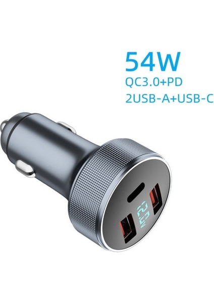 Pd Çift USB 54W 3in1 72W USB C Araç Şarj Cihazı Hızlı Şarj Qc3.0 Pd Tip C Araç Telefonu Şarj Cihazı iPhone 13 Xiaomi Samsung iPad Dizüstü Bilgisayarlar Tabletler (Yurt Dışından)