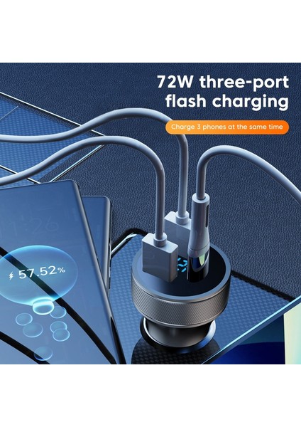 Pd Çift USB 54W 3in1 72W USB C Araç Şarj Cihazı Hızlı Şarj Qc3.0 Pd Tip C Araç Telefonu Şarj Cihazı iPhone 13 Xiaomi Samsung iPad Dizüstü Bilgisayarlar Tabletler (Yurt Dışından) modelleri