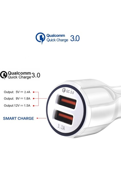 Beyaz 3A Hızlı Şarj 3.0 USB Araç Şarj Cihazı iphone 11 Için Xiaomi Mi 10 Supercharge Scp Qc3.0 Hızlı USB Araç Telefonu Hızlı Şarj (Yurt Dışından) fiyatları