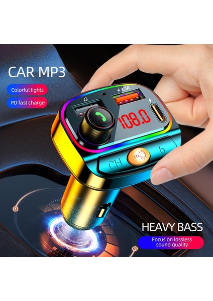 Çift USB Pd Araç Bluetooth 5.0 Şarj Cihazı Fm Verici Handsfree Pd 20W Type-C Çift USB 3.1A Renkli Işık Mp3 Müzik Çalar Desteği U Disk (Yurt Dışından) fırsatları