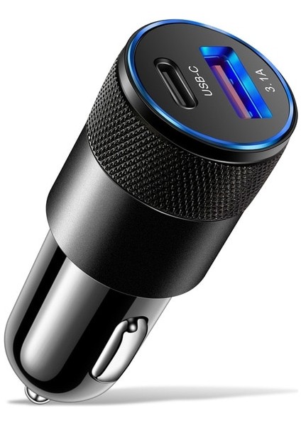 Siyah Araç Şarj Cihazı Araç Içi Şarj Cihazı USB C Araç Şarj Cihazı Hızlı Şarj 3.0 Tip C iPhone 13 Pro Max Için Hızlı Şarj Telefon Adaptörü Redmi Huawei Samsung (Yurt Dışından)