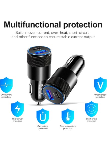Siyah Araç Şarj Cihazı Araç Içi Şarj Cihazı USB C Araç Şarj Cihazı Hızlı Şarj 3.0 Tip C iPhone 13 Pro Max Için Hızlı Şarj Telefon Adaptörü Redmi Huawei Samsung (Yurt Dışından) fiyatları