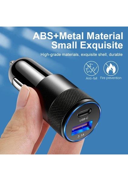 Siyah Araç Şarj Cihazı Araç Içi Şarj Cihazı USB C Araç Şarj Cihazı Hızlı Şarj 3.0 Tip C iPhone 13 Pro Max Için Hızlı Şarj Telefon Adaptörü Redmi Huawei Samsung (Yurt Dışından) indirimleri