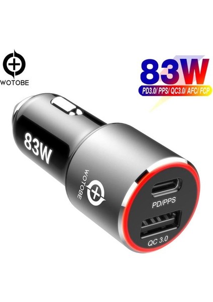Siyah 83W Araç Şarjı USB C 83W Hızlı Araç Şarj Cihazı, Pps/pd 65W Macabook Qc3.0 Için Huawei Tip C Dizüstü Tablet iPhone 12/11 Por Max S21 Ultra Not 20 (Yurt Dışından)