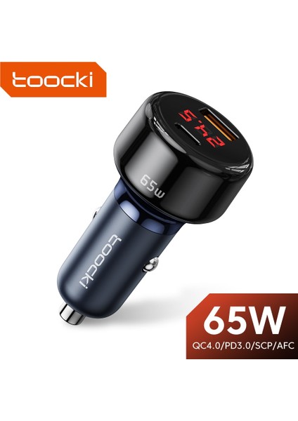 Mavi Toocki 65W Araç Şarj Cihazı Hızlı Şarj Qc4.0 Pd3.0 USB Tip C Araç Telefonu Şarj Cihazı iPhone 14 13 12 Samsung Xiaomi Huawei Dizüstü Bilgisayar (Yurt Dışından) fiyatları