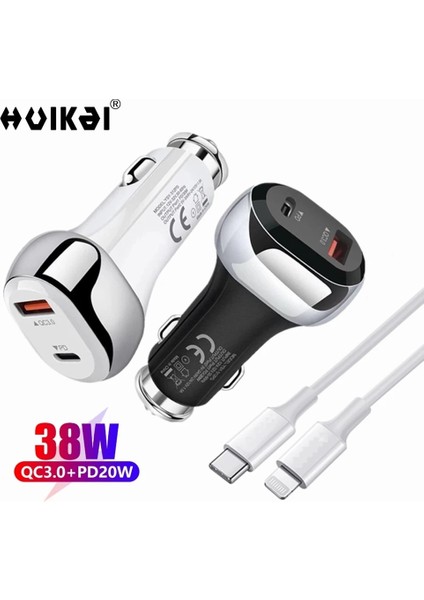 Beyaz 1m C2C USB C Araç Şarj Cihazı Pd 38W Type-C Çift Qc3.0 USB 20W Pd Hızlı Şarj Araç Içi Hızlı Şarj Adaptörü Mini Evrensel Araç Telefonu Şarj Cihazı (Yurt Dışından) fiyatları