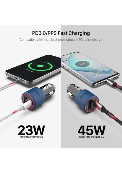 Siyah 83W Araç Şarjı USB C 83W Hızlı Araç Şarj Cihazı, Pps/pd 65W Macabook Qc3.0 Için Huawei Tip C Dizüstü Tablet iPhone 12/11 Por Max S21 Ultra Not 20 (Yurt Dışından) modelleri