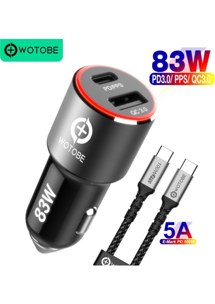 Siyah 83W Araç Şarjı USB C 83W Hızlı Araç Şarj Cihazı, Pps/pd 65W Macabook Qc3.0 Için Huawei Tip C Dizüstü Tablet iPhone 12/11 Por Max S21 Ultra Not 20 (Yurt Dışından) indirimleri