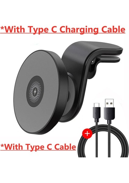 Siyah Md1 Kablo ile 30 W Manyetik Kablosuz Araç Şarj Cihazı Hava Firar iPhone 13 12 Pro Max Mini Evrensel Kablosuz Araç Şarjı Telefon Tutucu Dağı (Yurt Dışından)