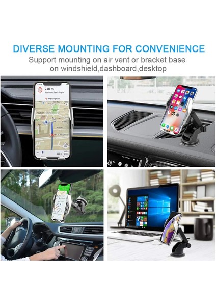 Otomatik Kelepçe Yok 10W Araba Kablosuz Şarj Cihazı Otomatik Sıkma iPhone 14 13 12 11X8 Xr Xs Samsung S22 S21 S20 S10 Hava Firar Montaj Telefon Tutucu (Yurt Dışından) fırsatları