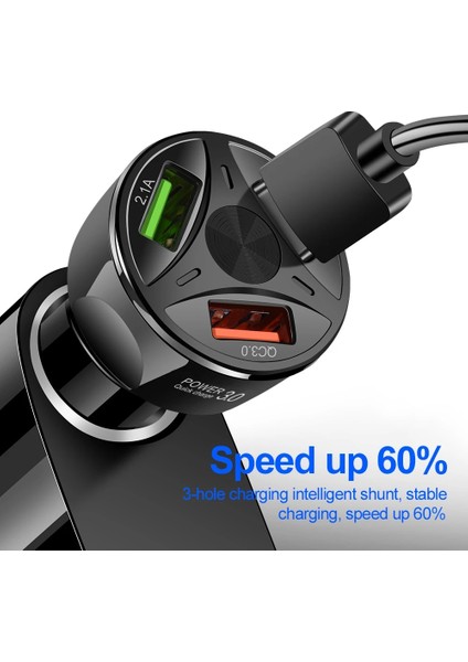 Tip 3 Beyaz Hızlı Şarj 3.0 Araç Şarj Cihazı Taşınabilir 5V 3A Hızlı Şarj Gps 3 Port USB Araç Şarj Cihazı iPhone Samsung iPad Için USB Şarj Adaptörü (Yurt Dışından) modelleri