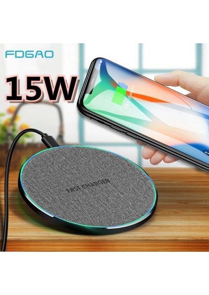 10W Mikro USB Fdgao Kablosuz Şarj Cihazı 15W USB Tip C Hızlı Şarj Pedi iPhone 14 13 12 11 Pro Max Xs Xr x 8 Samsung S22 S21 S20 Not 20 10 (Yurt Dışından)