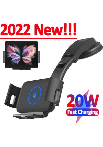S1 Araç Şarj Cihazı ile 20W Hızlı Araç Kablosuz Şarj Cihazı Katlanır Ekran Akıllı Telefon Hava Firar Dağı Tutucu Samsung Galaxy Fold 3 2 iPhone 13 12 Pro Max (Yurt Dışından) modelleri