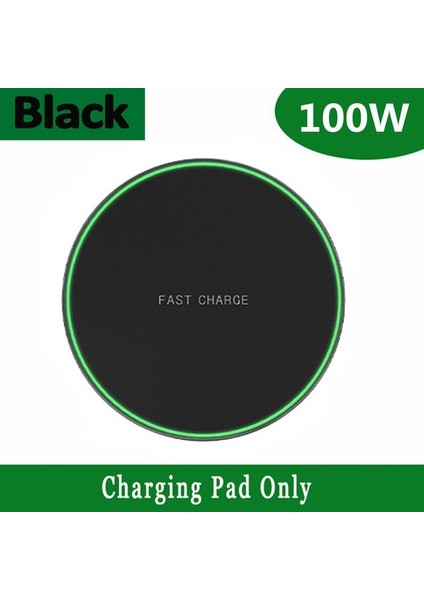 Yalnızca Siyah Ped 100W Kablosuz Şarj Pedi iPhone 14 13 12 11 Pro Max x Samsung Indüksiyon Telefon Şarj Cihazları Hızlı Kablosuz Şarj Istasyonu Istasyonu (Yurt Dışından)