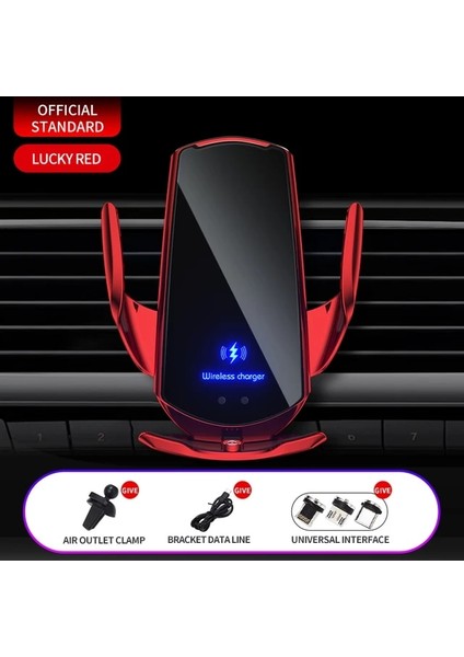 Kırmızı Otomatik Sıkma 30W Araç Kablosuz Şarj Cihazı iPhone 13 12 11 Pro Xr x 8 Samsung S20 S10 Manyetik USB Şarj Telefon Tutucu (Yurt Dışından)