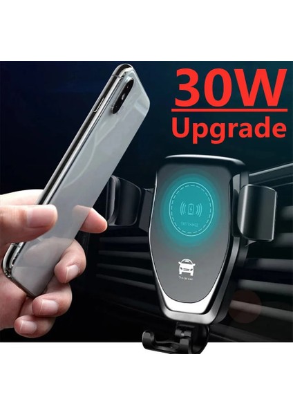 Siyah 30W Kablosuz Hızlı Şarj Cihazı Araç Montajlı Hava Firar Cep Telefonu Tutucu IPhone 13 12 11 Pro Max x Xiaomi Samsung Için Şarj Standı (Yurt Dışından) indirimleri