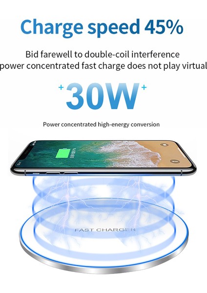 20W Siyah 30W Kablosuz Şarj Aleti Pedi iPhone 14 13 12 11 Pro Max x Samsung S22 Xiaomi 12 Şarj Cihazları Indüksiyon Hızlı Şarj Standı Istasyonu (Yurt Dışından) modelleri