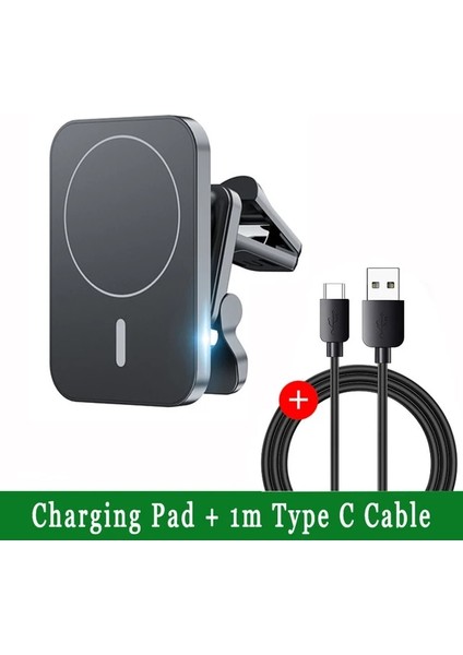 Md2 Siyah Kablolu 30W Araç Manyetik Kablosuz Şarj Cihazı iPhone 13 12 Pro Max Mini Hızlı Kablosuz Şarj Istasyonu Araç Şarj Cihazı Telefon Tutucu Standı (Yurt Dışından)