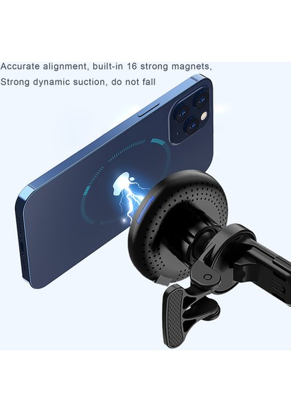 Siyah Araç Telefonu Manyetik Şarj Dağı Hava Firar Telefon Tutucu Şarj Cihazı iPhone 14 13 12 Pro Max Mini 15 W Hızlı Şarj Standı Istasyonu (Yurt Dışından) fiyatları