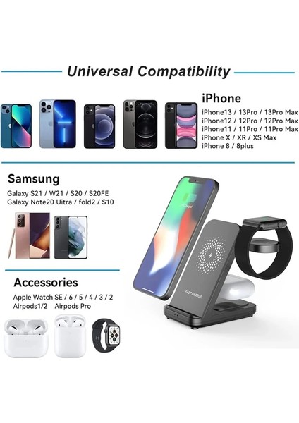 Apple Watch Için Abd 30W 3'ü 1 Arada Kablosuz Şarj Standı Samsung/apple Watch Için Hızlı Şarj Dock Istasyonu iPhone 13 12 Samsung S21/S20 Şarj Cihazı (Yurt Dışından) fırsatları