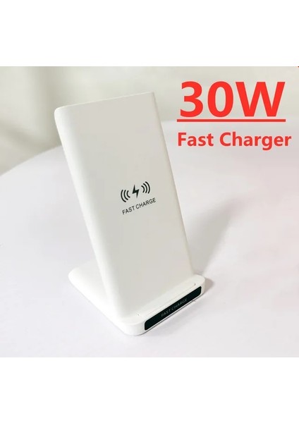 Beyaz 30W Çift Bobin Kablosuz Şarj Cihazı iPhone 11 12X8 10 Artı Telefon Hızlı Şarj Pad Dock Istasyonu Samsung S8 S9 S9 + Not 8 (Yurt Dışından)
