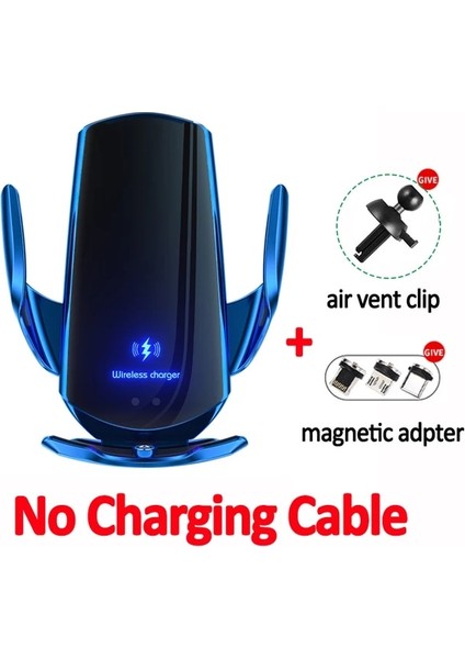 Mavi Kablo Yok 100W Araç Kablosuz Şarj Cihazı Manyetik Hava Firar Telefon Tutucu iPhone 14 13 Samsung Xiaomi Kızılötesi Indüksiyon Hızlı Araç Şarjı (Yurt Dışından)