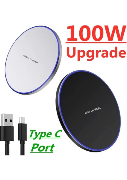 Beyaz Kablo ile 100W Kablosuz Şarj Pedi iPhone 14 13 12 11 Pro Max x Samsung Indüksiyon Telefon Şarj Cihazları Hızlı Kablosuz Şarj Istasyonu Istasyonu (Yurt Dışından) fırsatları