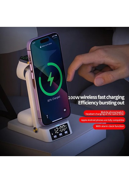 iPhone Için Abd 100W 4'ü 1 Arada Kablosuz Şarj Cihazı Katlanabilir iPhone 14 13 12 11 Samsung Galaxy Apple Watch 7/6 Hızlı Şarj Istasyonu Istasyonu (Yurt Dışından) indirimleri