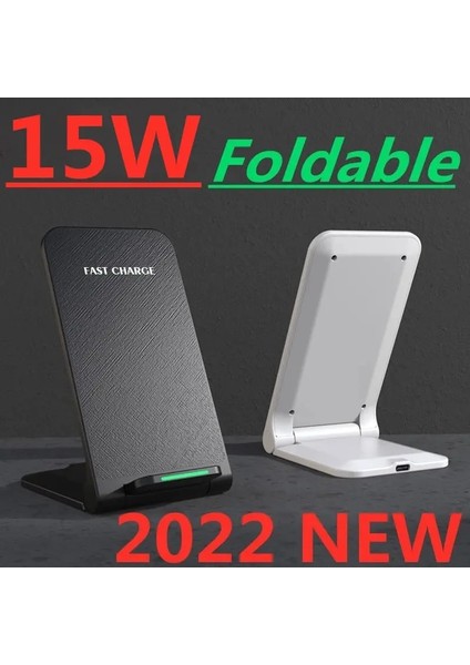 Siyah 15W Kablosuz Şarj Standı Pedi iPhone 14 13 12 11 Pro Max x Samsung Xiaomi Qi Şarj Cihazları Indüksiyon Hızlı Şarj Standı Istasyonu (Yurt Dışından) fırsatları