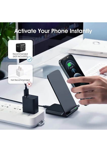 Siyah Kablo Yok 100W Kablosuz Şarj Standı iPhone 14 13 12 11 Pro Xs Max Xr Samsung S21 S20 S10 Hızlı Şarj Standı Istasyonu Telefon Tutucu (Yurt Dışından) modelleri