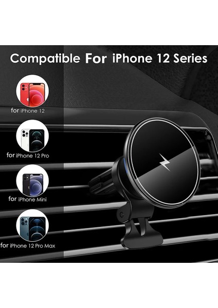 Siyah Fdgao 15W Manyetik Araç Kablosuz Şarj Standı iPhone 14 13 12 Pro Max Mini Hava Firar Hızlı Şarj Dağı Telefon Tutucu Braketi (Yurt Dışından) fırsatları