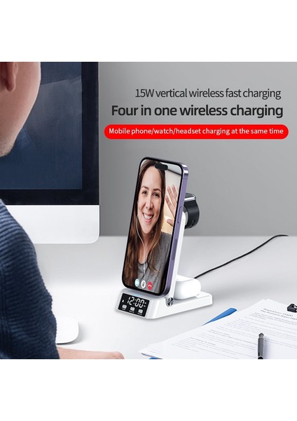 Samsung Ab Için 100 W 4 In 1 Kablosuz Şarj Standı Katlanabilir iPhone 14 13 12 11 Samsung Galaxy Apple Watch 7/6 Hızlı Şarj Dock Istasyonu (Yurt Dışından) modelleri
