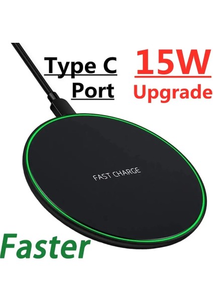 Siyah Kablo ile 15W Kablosuz Şarj Pedi iPhone 14 13 12 11 Pro Max x Samsung Xiaomi Telefon Qi Şarj Cihazları Indüksiyon Hızlı Şarj Istasyonu Istasyonu (Yurt Dışından) fiyatları