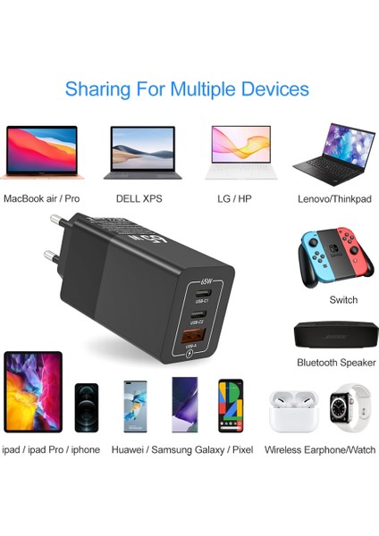 Kr Fiş W Gan 65W USB C Şarj Cihazı PD45W 20W Pps Qc3.0 Kore Kr Fiş Tipi C MacBook Samsung S20 S21 Note 20 Için Hızlı Şarj Adaptörü IPHONE14 (Yurt Dışından) fiyatları