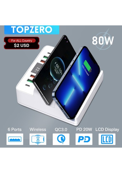 Ingiltere Tak AS818PF Siyah 100W 80W Çift Kablosuz Şarj Cihazı Desteği Qc3.0 Tip C Pd Hızlı Şarj Cihazı IPHONE13 x Xiaomi Için Çoklu USB Şarj Cihazı Hub Hızlı Şarj Istasyonu (Yurt Dışından) fiyatları