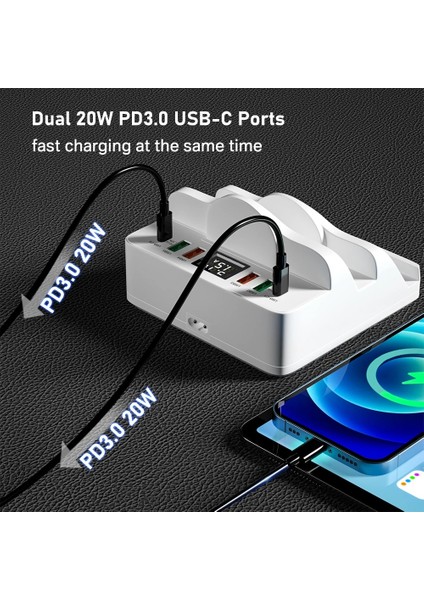 Ingiltere Tak AS818PF Siyah 100W 80W Çift Kablosuz Şarj Cihazı Desteği Qc3.0 Tip C Pd Hızlı Şarj Cihazı IPHONE13 x Xiaomi Için Çoklu USB Şarj Cihazı Hub Hızlı Şarj Istasyonu (Yurt Dışından) fırsatları
