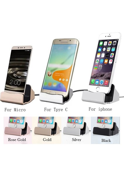 Tpye C Altın USB Kaide Veri Şarj Cihazı Dock Standı Istasyonu Şarj iphone 8 7 Xr Xs Masaüstü Cradle Samsung Xiaomi Yerleştirme Ladestation (Yurt Dışından) fiyatları