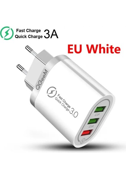 Ingiltere Tak Yuvarlak Beyaz Qgeem 3 USB Şarj Cihazı Hızlı Şarj 3.0 Hızlı USB Duvar Şarj Cihazı Taşınabilir Mobil Şarj Cihazı Qc 3.0 Adaptörü Xiaomi iPhone x Için Ab Abd Tak (Yurt Dışından)
