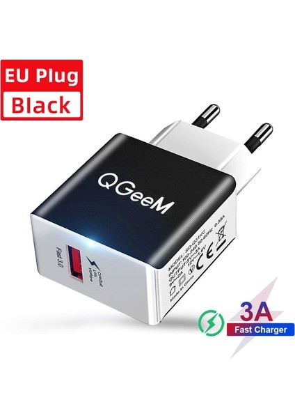Ab Tak Siyah Qgeem Qc 3.0 USB Şarj Aleti Fiber Çizim Hızlı Şarj 3.0 Hızlı Şarj Cihazı iPhone Xiaomi Mi9 Için Taşınabilir Telefon Şarj Adaptörü Ab Abd (Yurt Dışından)