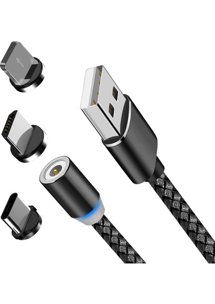 iPhone Için Kırmızı 3 In 1 Yuvarlak Manyetik Telefon Kablosu Mikro/ıos/tip C Cep Telefonu Hızlı Şarj Manyetik USB Kablosu Samsung S9 Xiaomi Mi A2 (Yurt Dışından) fiyatları