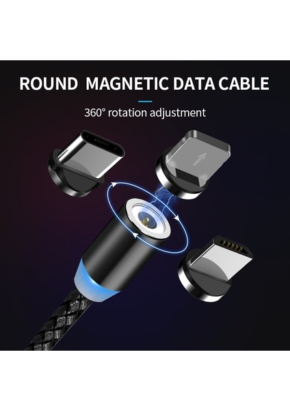 iPhone Için Kırmızı 3 In 1 Yuvarlak Manyetik Telefon Kablosu Mikro/ıos/tip C Cep Telefonu Hızlı Şarj Manyetik USB Kablosu Samsung S9 Xiaomi Mi A2 (Yurt Dışından) modelleri