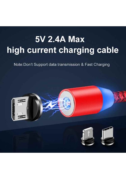 iPhone Için Kırmızı 3 In 1 Yuvarlak Manyetik Telefon Kablosu Mikro/ıos/tip C Cep Telefonu Hızlı Şarj Manyetik USB Kablosu Samsung S9 Xiaomi Mi A2 (Yurt Dışından) indirimleri