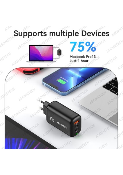 Ab Beyaz 65 W Gan USB Tip C Cep Telefonu Şarj Cihazı Dizüstü Bilgisayar Için IPhone Huawei Xiaomi Samsung Hızlı Şarj Pps Qc Pd3.0 Taşınabilir Hızlı Şarj Cihazı (Yurt Dışından) modelleri