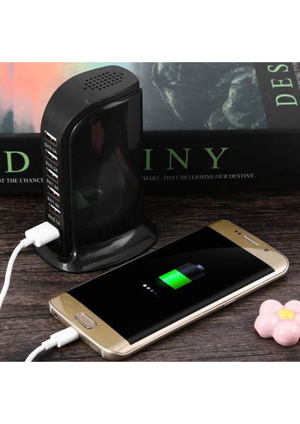 Mavi Ab Fişi Hızlı Çoklu 6 USB Bağlantı Noktası Hub Şarj Cihazı Masaüstü Hızlı Şarj Istasyonu Istasyonu Ev Çoklu Seyahat Adaptörü Duvar Soketi Abd Au Ab Ingıltere Fişleri (Yurt Dışından)