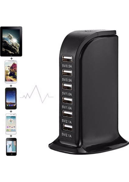Mavi Ab Fişi Hızlı Çoklu 6 USB Bağlantı Noktası Hub Şarj Cihazı Masaüstü Hızlı Şarj Istasyonu Istasyonu Ev Çoklu Seyahat Adaptörü Duvar Soketi Abd Au Ab Ingıltere Fişleri (Yurt Dışından) modelleri