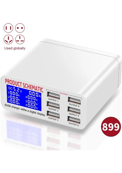 Ingiltere 896 Qc3.0 8A Qc3.0 LCD Ekranlı USB Şarj Cihazı 6 Port Masaüstü Cep Telefonu Şarj Cihazı Akıllı Telefonlar Tablet Pc Için Akıllı Hızlı Şarj (Yurt Dışından) indirimleri