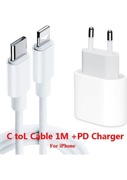 C'den L'ye Pd Şarj Cihazı 20W Pd USB C Şarj Cihazı Apple iPhone 13 12 Mini 11 Pro Max 7 8 Artı Hızlı Şarj Cihazı Tip C - Yıldırım Kablosu Ab Telefon Şarj Cihazı (Yurt Dışından)
